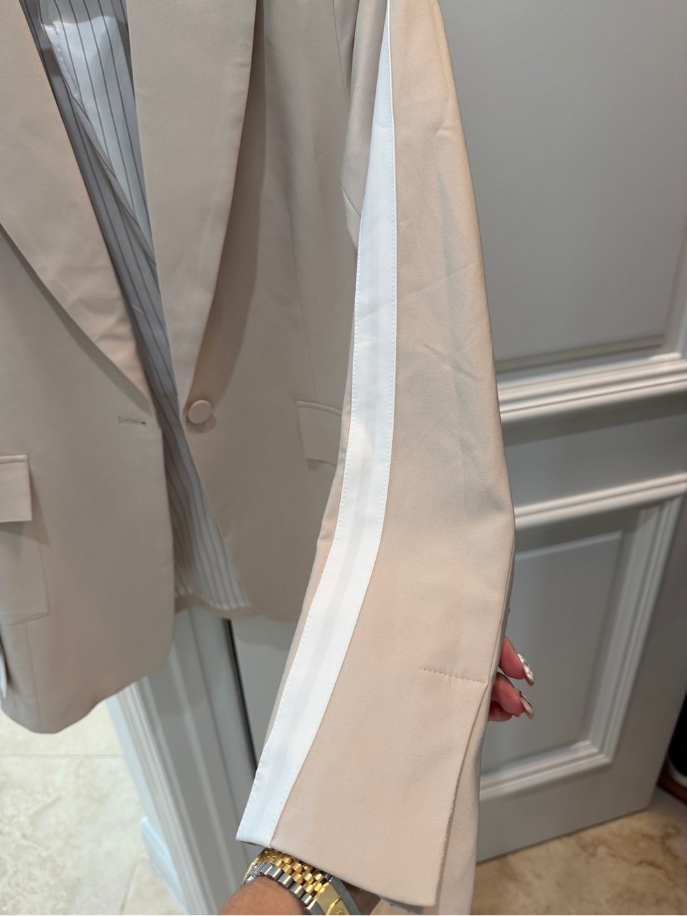OVI Beige Blazer & Wide Leg Cargo Pants Matching Set-Large - Picture 5 of 7